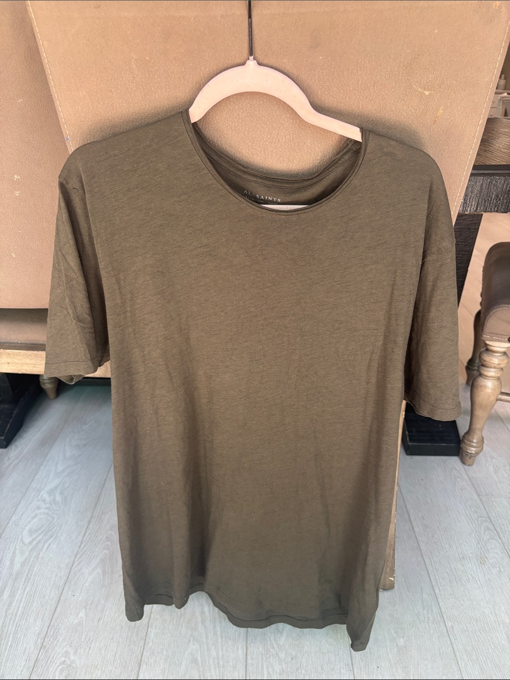 AllSaints Men’s Regular Fit Crew Neck T-Shirt Olive Green Short Sleeve size XL